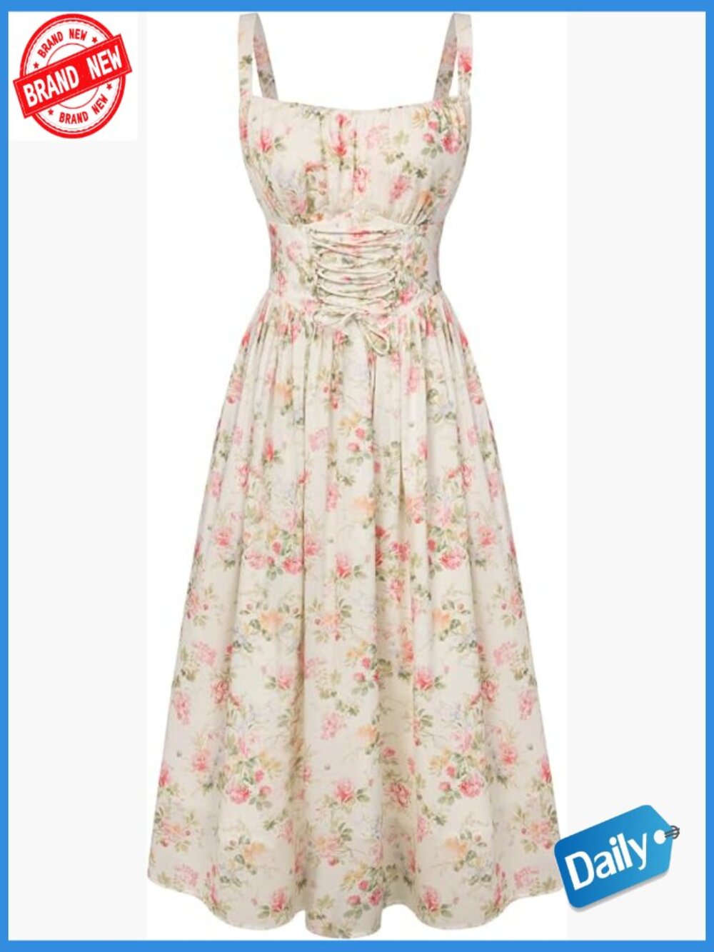 Floral Corset Milkmaid Dress with Pockets Wedding Guest Summer Sundress
